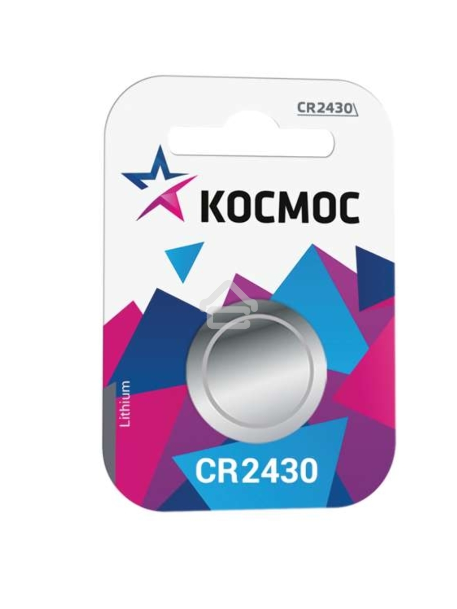 Элемент питания литиевый CR CR2430 1хBL (блист.1шт) Космос KOCR24301BL