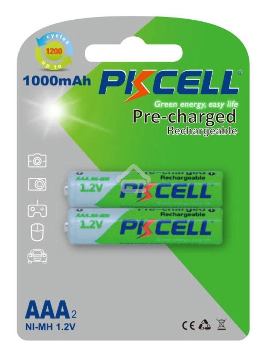 Никель-металлогидридный аккумулятор PKCELL NI-MH RTU AAA1000-2B тип - AAA 2 шт в блистере