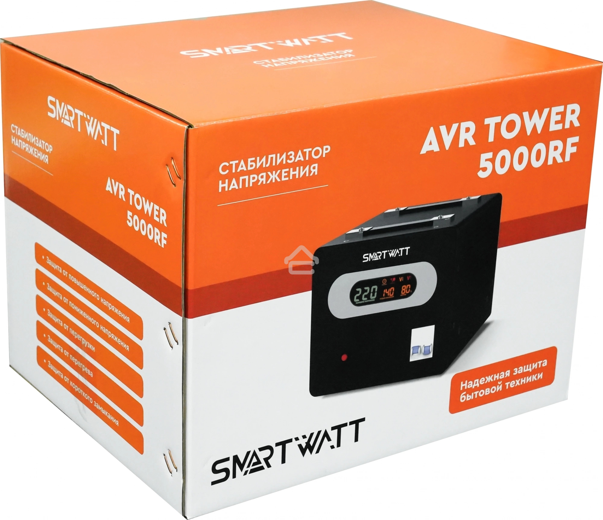 Напольный стабилизатор напряжения SMARTWATT AVR TOWER 5000RF (140W - 260W, 5000VA, 5 кВт, 50-60 Гц, LED-дисплей, релейны