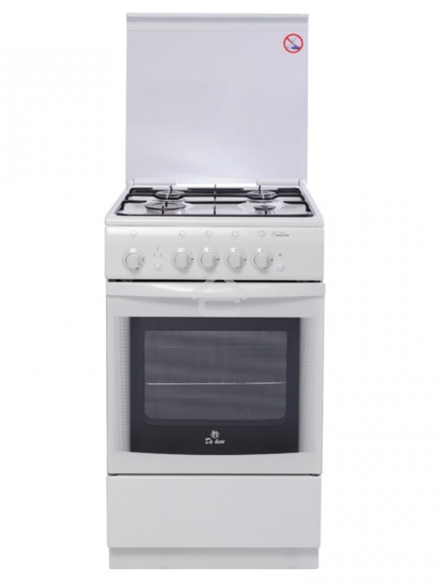 Плита газовая De Luxe 5040.36Г (КР) белый, конфорок 4 шт, духовка 43 л, 50 см x 85 см x 50 см