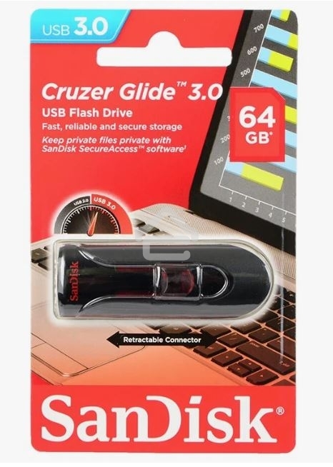 Флешка USB R/W R/W Sandisk 64Gb Cruzer Glide SDCZ600-064G-G35 USB3.0 черный