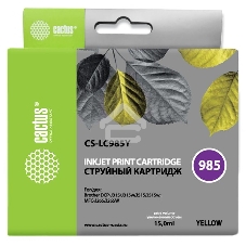 Картридж струйный Cactus CS-LC985Y желтый (15 мл) для Brother DCPJ315W/DCPJ515W/MFCJ265W