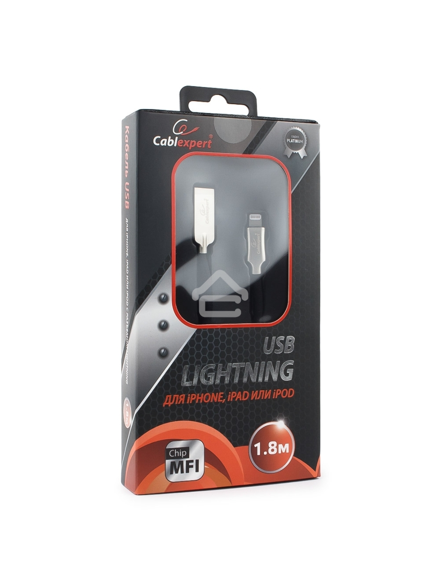 Кабель USB Cablexpert для Apple CC-P-APUSB02Bk-1.8M, MFI, AM/Lightning, серия Platinum, длина 1.8м, черный, блистер
