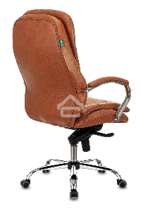 Кресло руководителя Бюрократ T-9950 Leather Ontano рыжий, кожа, крестовина хром