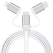 Кабель Crown USB - microUSB/USB Type-C/Lightning CMCU-3182 белый