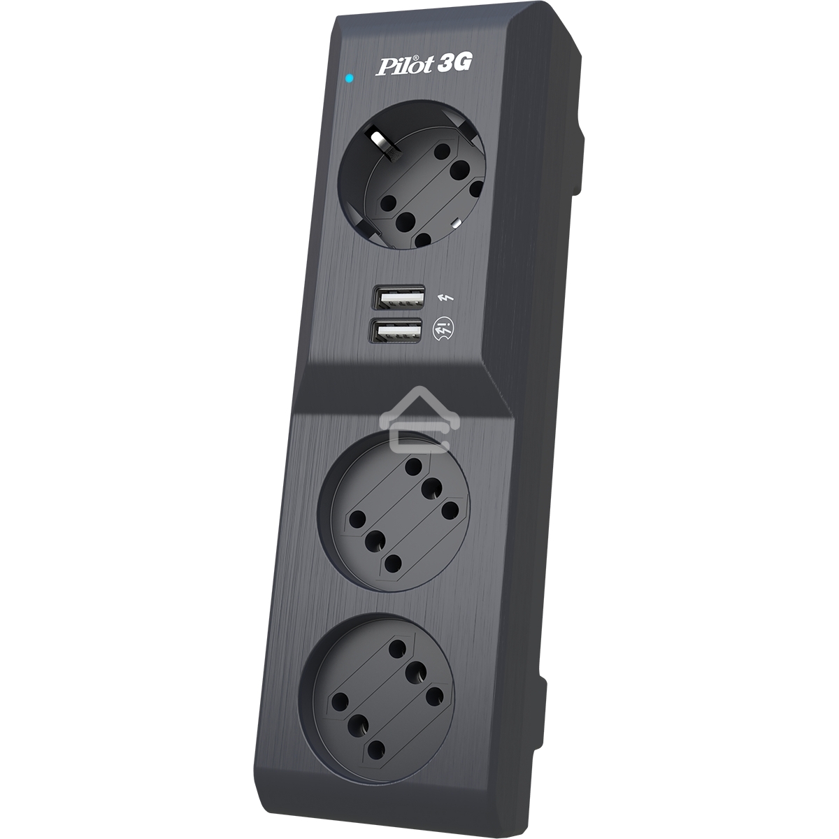 Сетевой фильтр Surge protector Pilot 3G 3xGP euro outlets, 10А/2.2 кВа, 2xUSB, 3m, черный