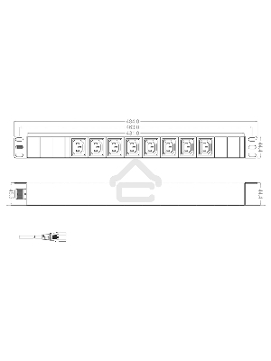 Hyperline SHT19-8IEC-2.5IEC Блок розеток для 19