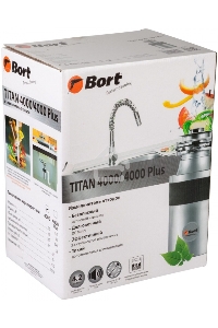 Измельчитель пищевых отходов Bort TITAN 4000 {390 Вт; 4,2 кг/мин; 2800 об/мин; 1200 мл; Металл ; набор аксессуаров 4 шт} [91275769]