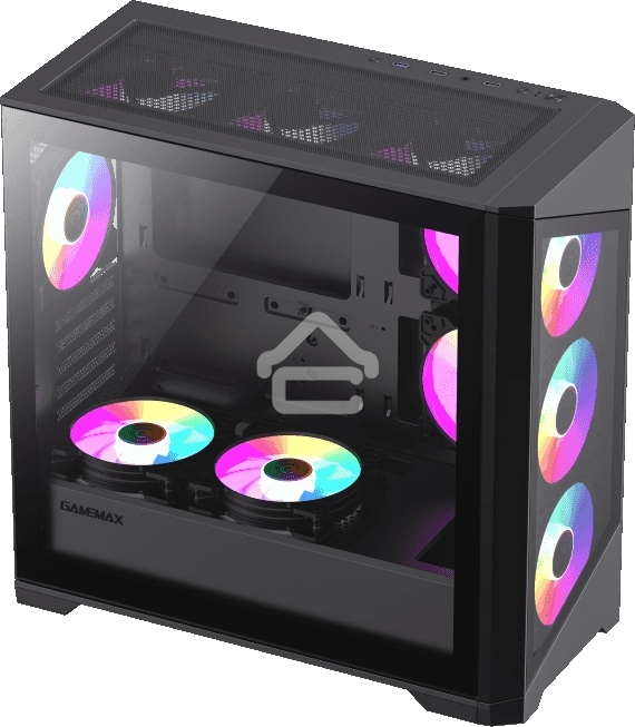 Компьютерный корпус mATX, без блока питания Gamemax Destroyer TGb mATX case, black, w/o psu, w/1xUSB3.0+2xUSB2.0, Combo Audio, w/3x12cm ARGb front fan (1xFN-12A-M6I, 2xFN-12A-S6I), w/1x12cm ARGb rear fan (FN