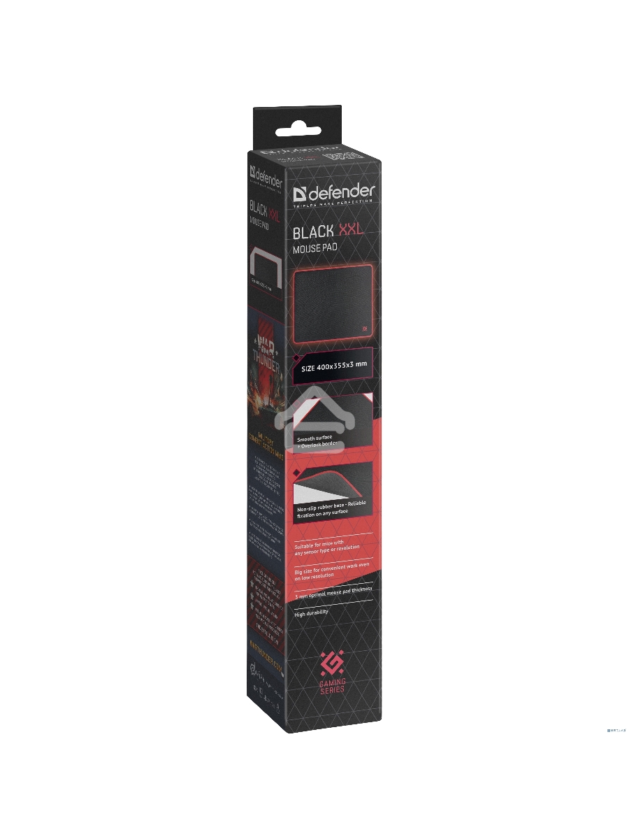 Игровой коврик DefenderBlack XXL 400x355x3 мм, ткань+резина
