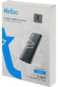Накопитель SSD External Netac 2.0Tb Z SLIM <NT01ZSLIM-002T-32BK> (USB3.2, up to 520/480MBs, 100х29.5х9mm, Black)