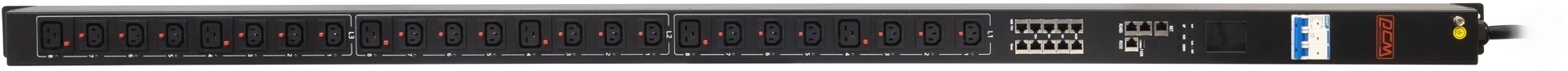 Блок распределения питания Powercom PDU-32AVMS24-18C3-6C9-3P верт.размещ. 18xC13 6xC19 с сетевым мониторингом 3x32A EN 60309 2м