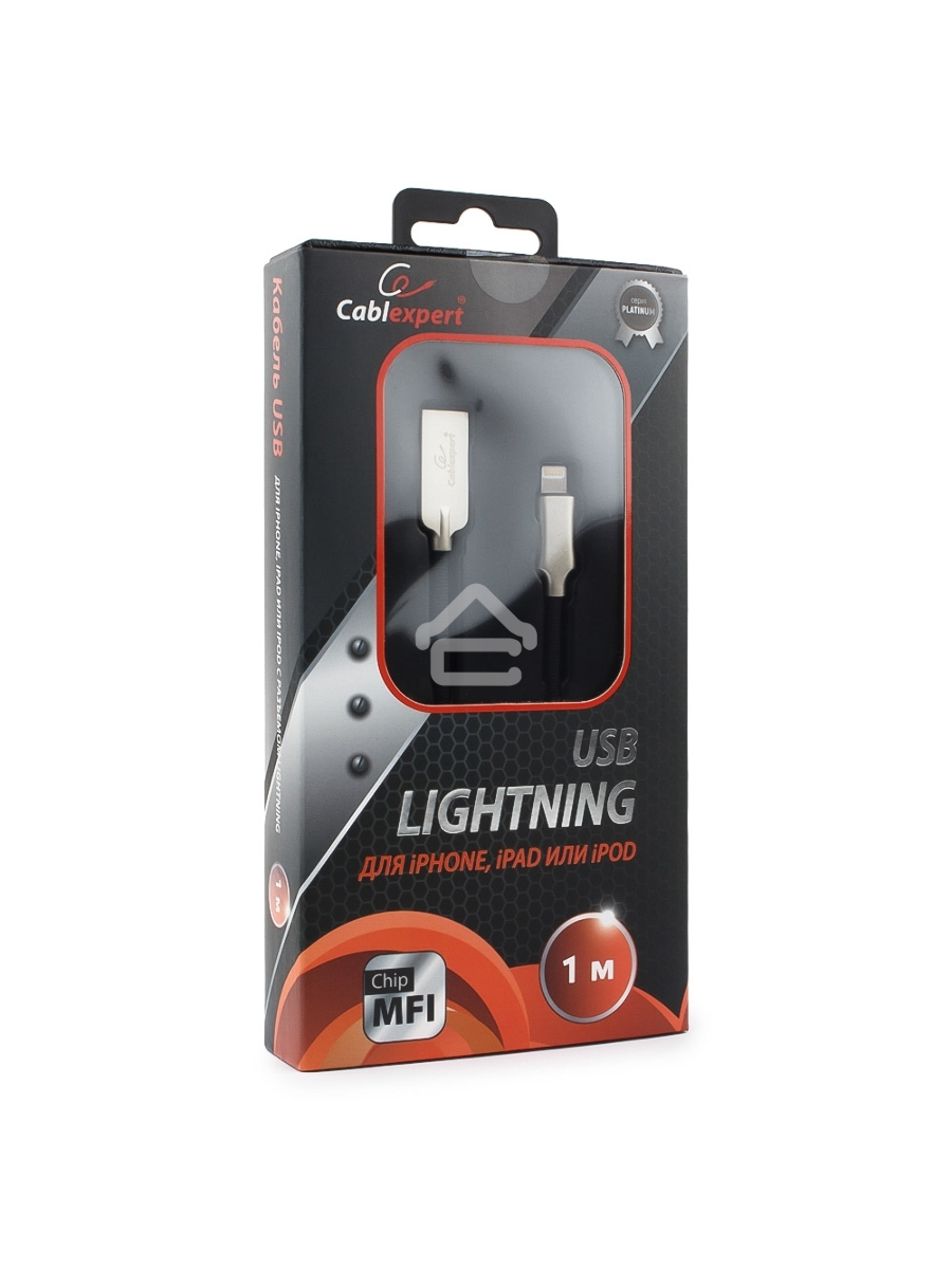 Кабель USB Cablexpert для Apple CC-P-APUSB02Bk-1M, MFI, AM/Lightning, серия Platinum, длина 1м, черный, блистер