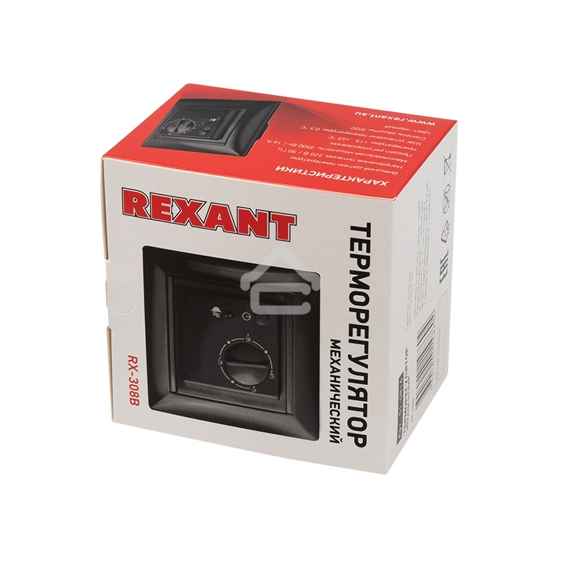 Терморегулятор механический Rexant RX-308B черный (совместим с Legrand серии Valena)