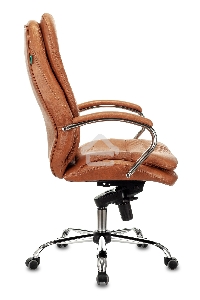 Кресло руководителя Бюрократ T-9950 Leather Ontano рыжий, кожа, крестовина хром