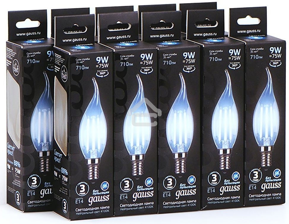 Лампа светодиодная Filament Свеча на ветру E14 9Вт 4100К Gauss 104801209