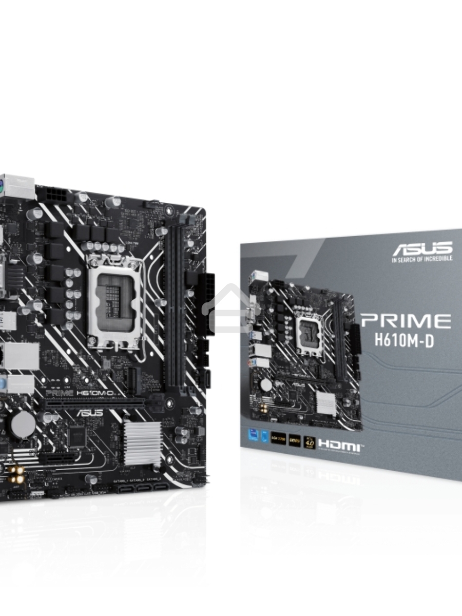 Материнская плата ASUS PRIME H610M-D, LGA 1700, Intel H610, 2xDDR5, 4xSATA, 1xM.2, 1xPCIe 4.0 x16, 1x1Gb LAN, 2xUSB-A 3.2 Gen 1, 4xUSB-A 2.0, 1xHDMI, 1xVGA, 3x3.5 мм, 1xRS-232, 7.1, mATX