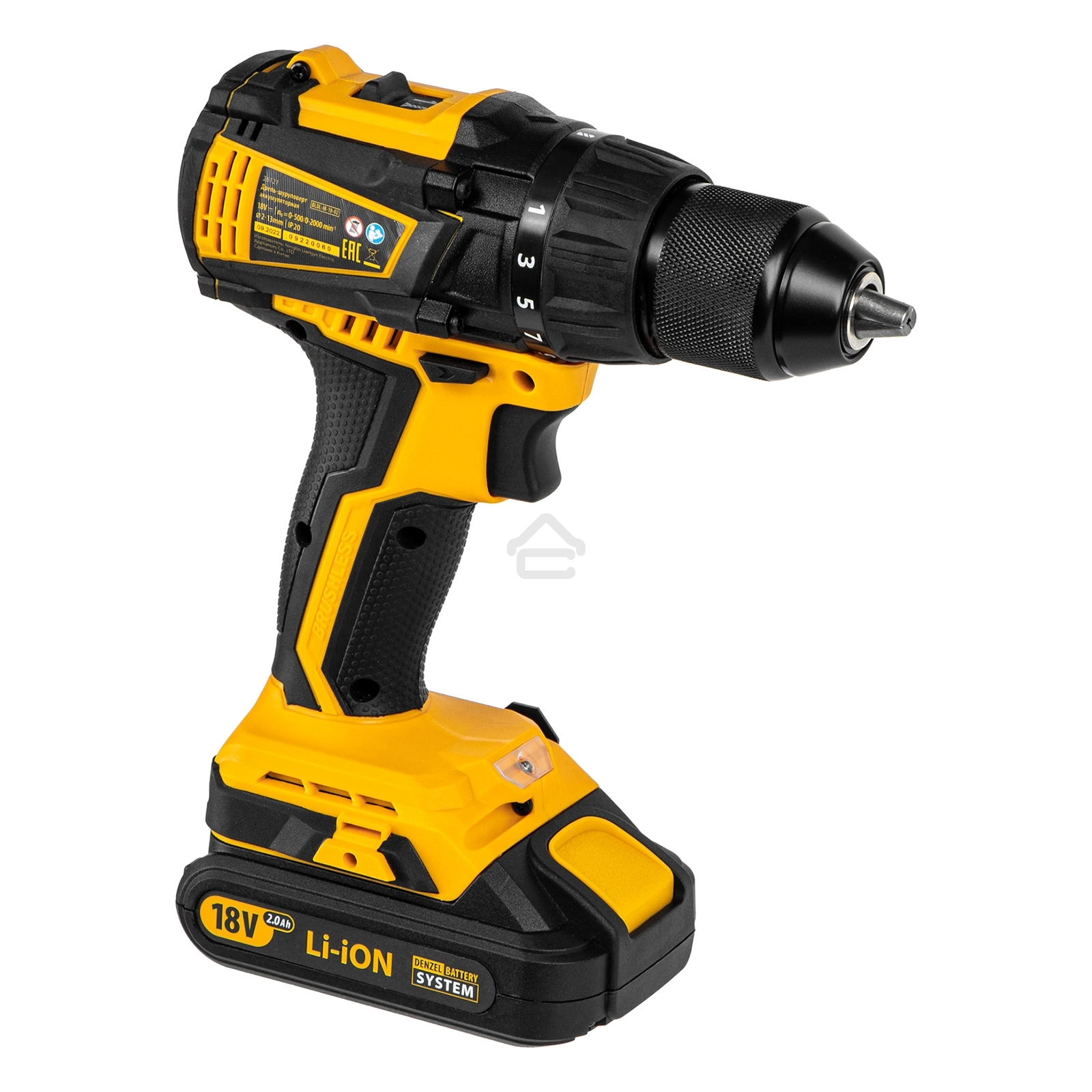 Дрель-шуруповерт аккумуляторная Denzel BLDL-IB-18-02, 18В, 2 АКБ, Кейс