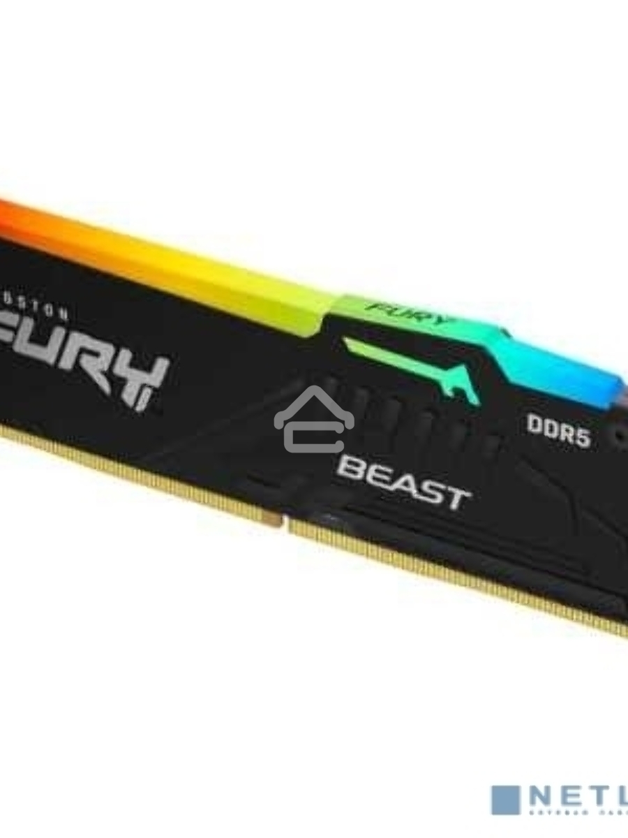 Оперативная память Kingston Fury Beast, DDR5, 32GB (1x32GB), 5600MHz, CL40, DIMM, с радиатором, RGB, черный