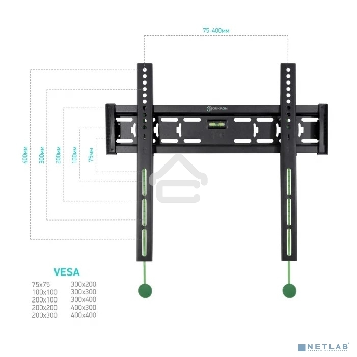 Кронштейн ONKRON FM5/32-55'' макс 400x400 наклон 0º от стены: 29мм макс вес 56,8кг