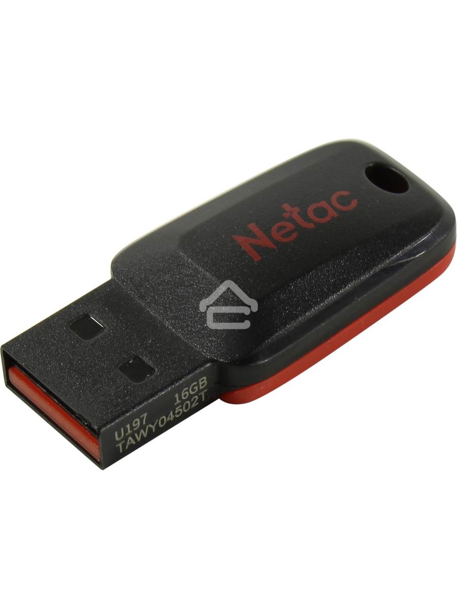 Флеш диск Netac U197 16Gb <NT03U197N-016G-20BK>, USB2.0, пластиковая, черная