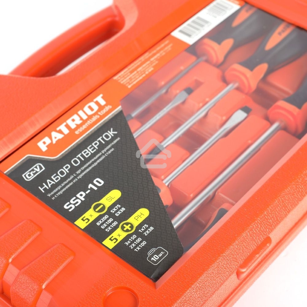 Набор отверток Patriot SSP-10, CR-V,пластиковый кейс, 10шт