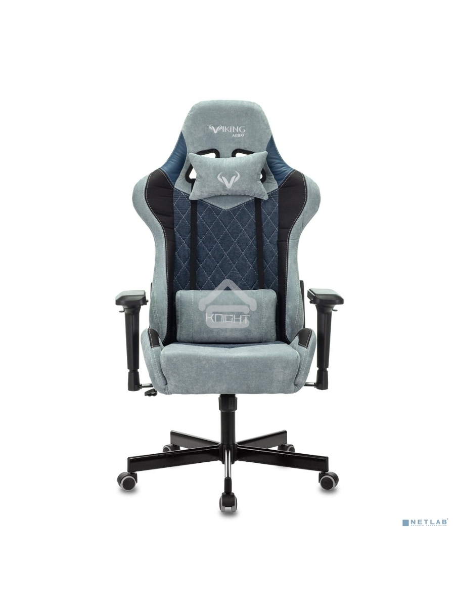 Кресло игровое Бюрократ VIKING 7 KNIGHT BL FABRIC синий текстиль/эко.кожа крестовина металл/пластик