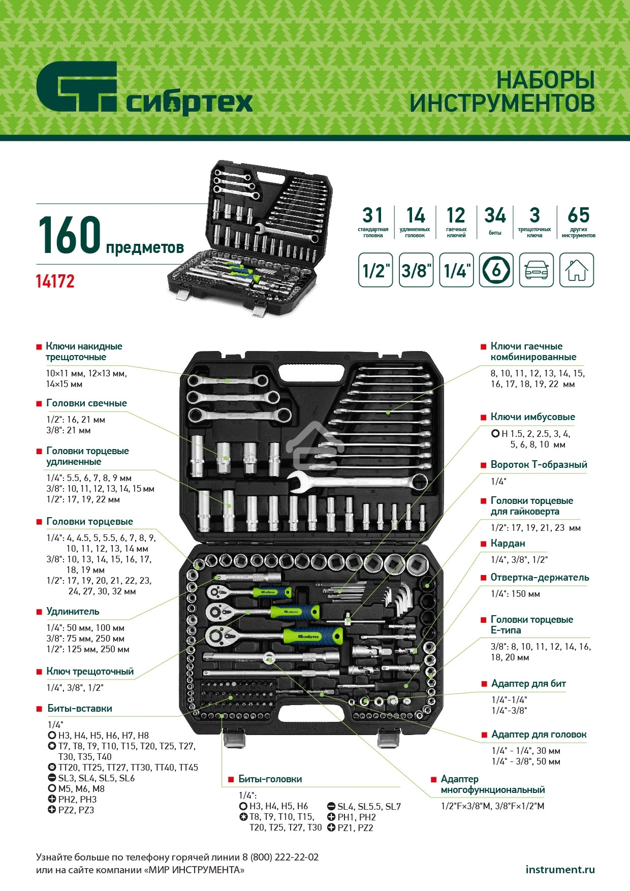 Набор инструментов Сибртех, 1/2