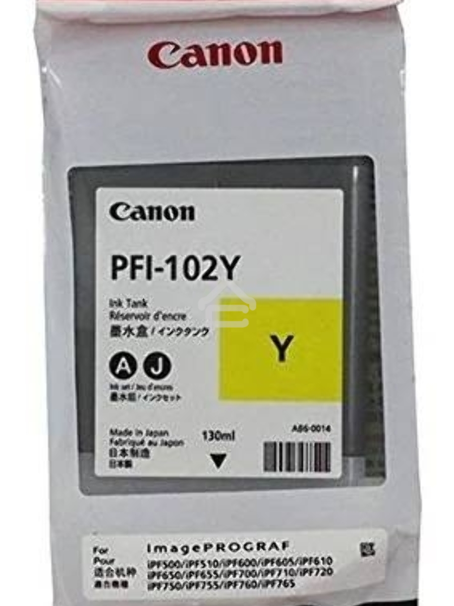 Картридж струйный Canon PFI-102Y (0898B001) желтый, 130 мл., для imagePROGRAF iPF605, iPF610., iPF650, iPF655, iPF710, iPF750, iPF755, LP17, iPF510