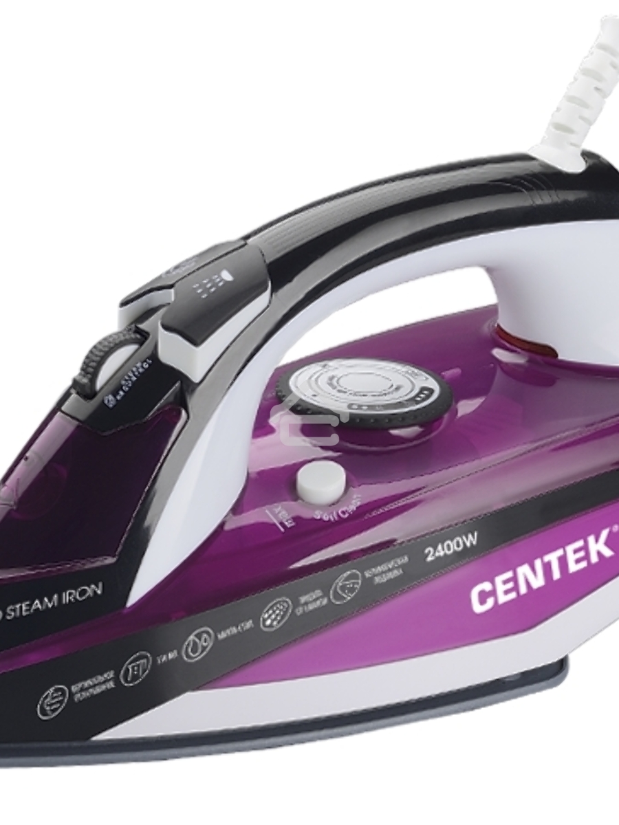 Утюг Centek CT-2344 VIOLET 2400Вт, керамическая подошва, мощный паровой удар, самоочистка, 330мл