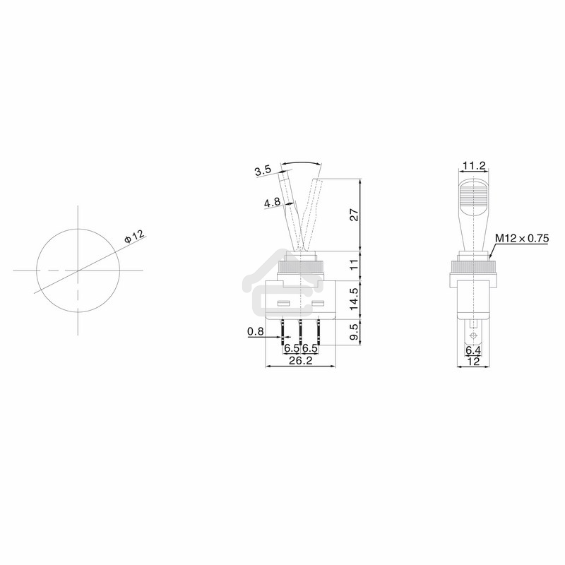 Тумблер 12V 20А (3c) ON-OFF однополюсныйс зеленой подсветкойRexant