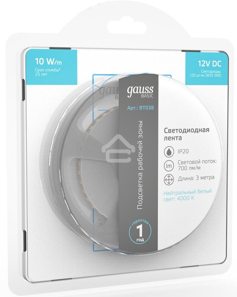Лента светодиодная Gauss Basic 3м (BT038)