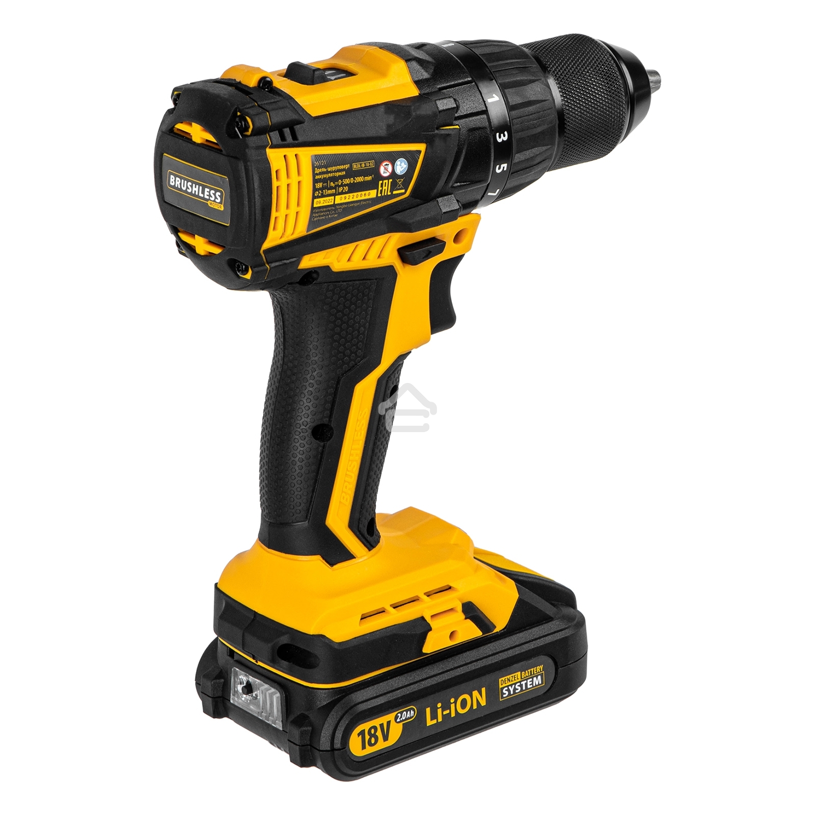 Дрель-шуруповерт аккумуляторная Denzel BLDL-IB-18-02, 18В, 2 АКБ, Кейс