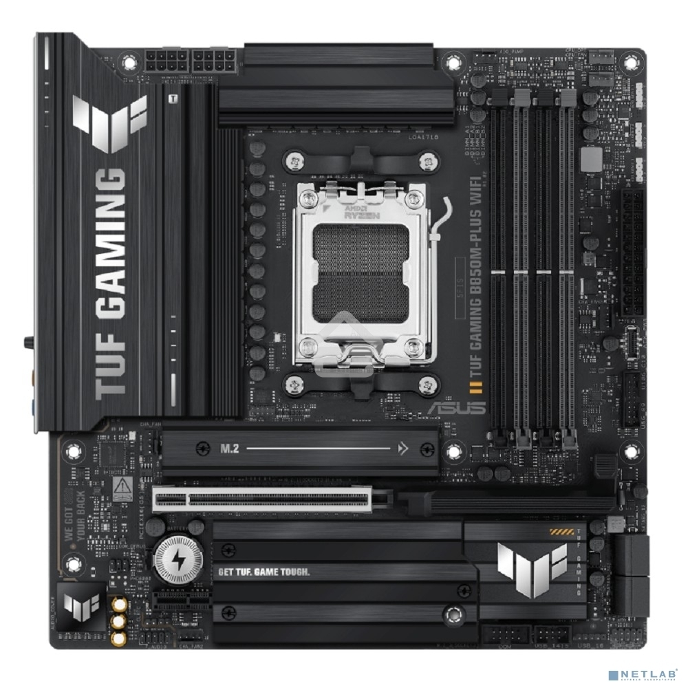 Материнская плата ASUS TUF GAMING B850M-PLUS WIFI, AM5, AMD B850, 4xDDR5, 4xSATA, 3xM.2, 1xPCIe 4.0 x16, 1xHDMI, 1xDP, 1x 2.5Gb LAN, 1xUSB-C 20Gbps, 3xUSB-A 10Gbps, 4xUSB-A 5Gbps, 4xUSB-A 2.0, 7.1, micro-ATX