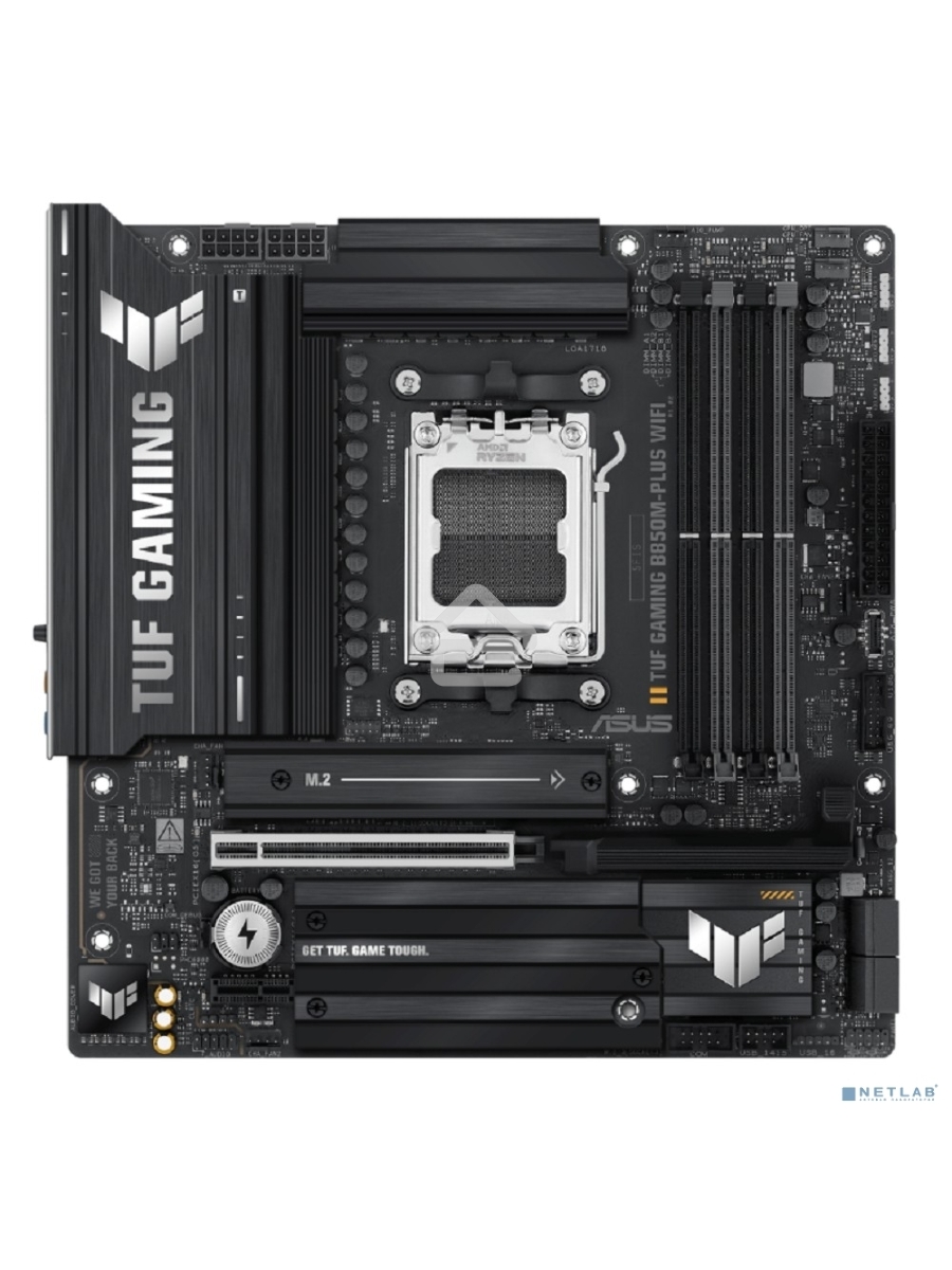 Материнская плата ASUS TUF GAMING B850M-PLUS WIFI, AM5, AMD B850, 4xDDR5, 4xSATA, 3xM.2, 1xPCIe 4.0 x16, 1xHDMI, 1xDP, 1x 2.5Gb LAN, 1xUSB-C 20Gbps, 3xUSB-A 10Gbps, 4xUSB-A 5Gbps, 4xUSB-A 2.0, 7.1, micro-ATX