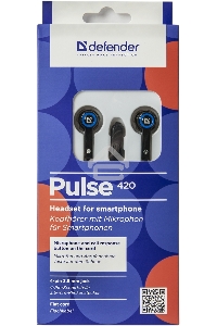 Гарнитура Defender Pulse-420 черный/синий 4-пин 3 5 мм jack  кабель 1.2 м