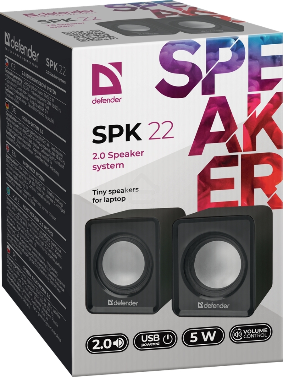 Акустическая 2.0 система Defender #1 SPK 22 черный, 5 Вт, питание от USB