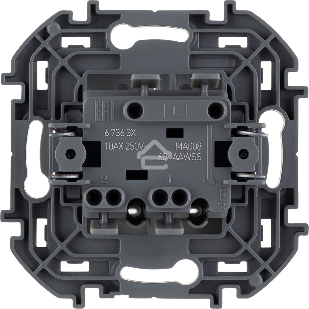 Выключатель 2-клавишный с подсветкой/индикацией 10AX 250 В алюминий