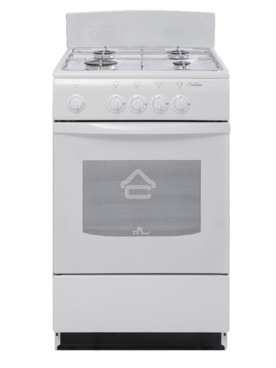 Плита газовая De Luxe 5040.38Г (Щ) белый, конфорок 4 шт, духовка 43 л, 50 см x 85 см x 50 см