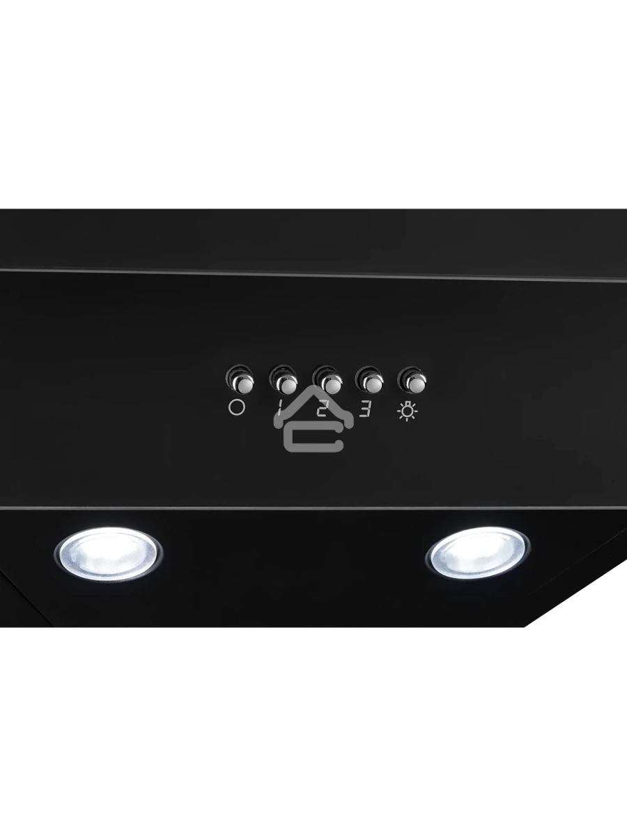 Наклонная вытяжка Monsher ROUEN 50 Noir Verre, ширина 50 см, отвод/рециркуляция, 700 м3/час, механическое кнопочное управление, 3 скорости, светодиодное освещение 2*1 Вт, металлические жироулавливающие фильтры, угольный фильтр KFM 101 (опция), цвет: чёрны