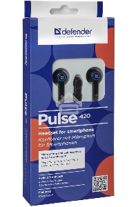 Гарнитура Defender Pulse-420 черный/синий 4-пин 3 5 мм jack  кабель 1.2 м
