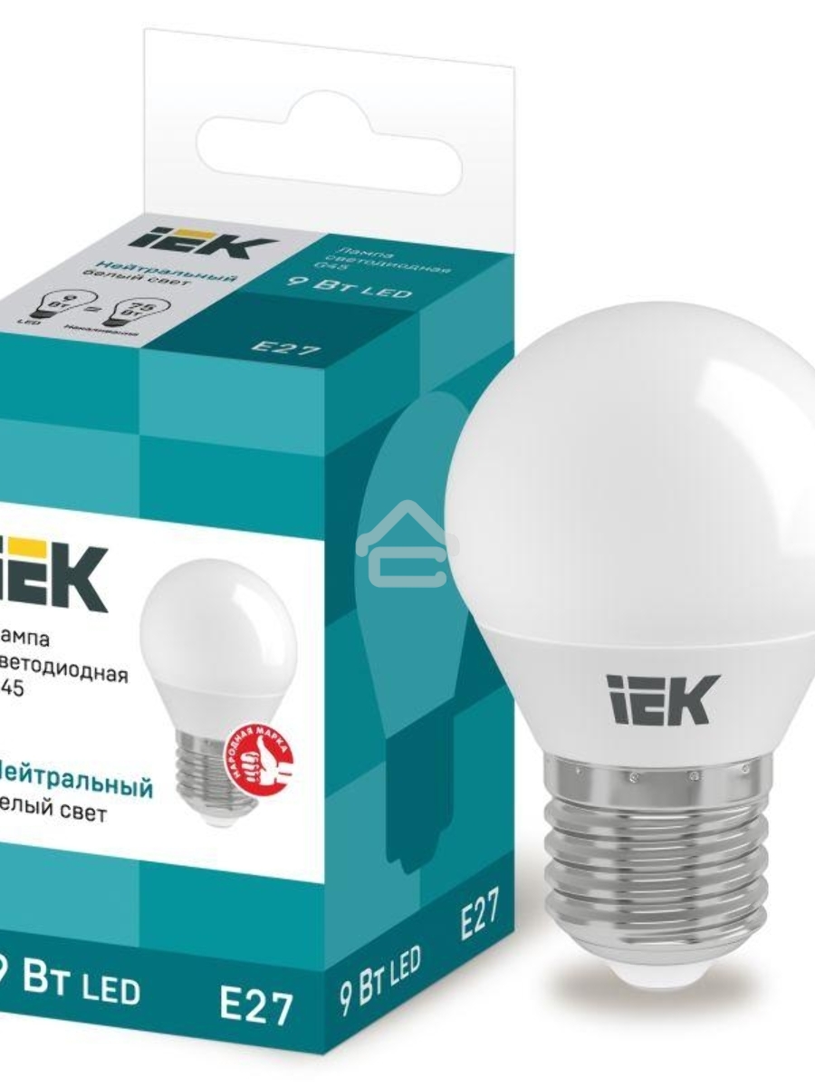 Лампа Iek LLE-G45-9-230-40-E27 светодиодная ECO G45 шар 9Вт 230В 4000К E27