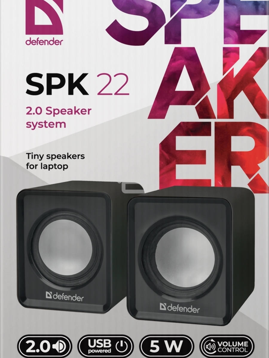 Акустическая 2.0 система Defender #1 SPK 22 черный, 5 Вт, питание от USB