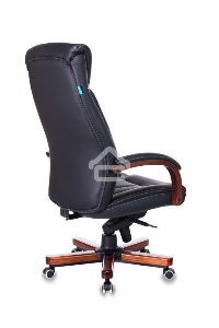 Кресло руководителя Бюрократ T-9922WALNUT/BLACK черный, кожа, крестовина дерево