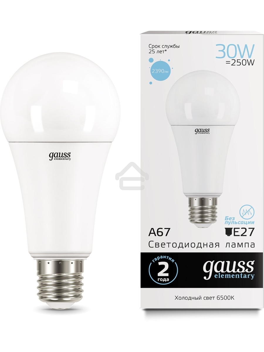 Светодиодная лампа LED Elementary A67 30W E27 2390lm 6500K 1/10/50 0 GAUSS 73239