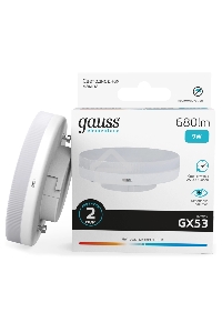 Лампа светодиодная Gauss Elementary 9Вт цок.:GX53 таблетка 220B св.свеч.бел.нейт. Tablet (упак.:10шт) (83829)