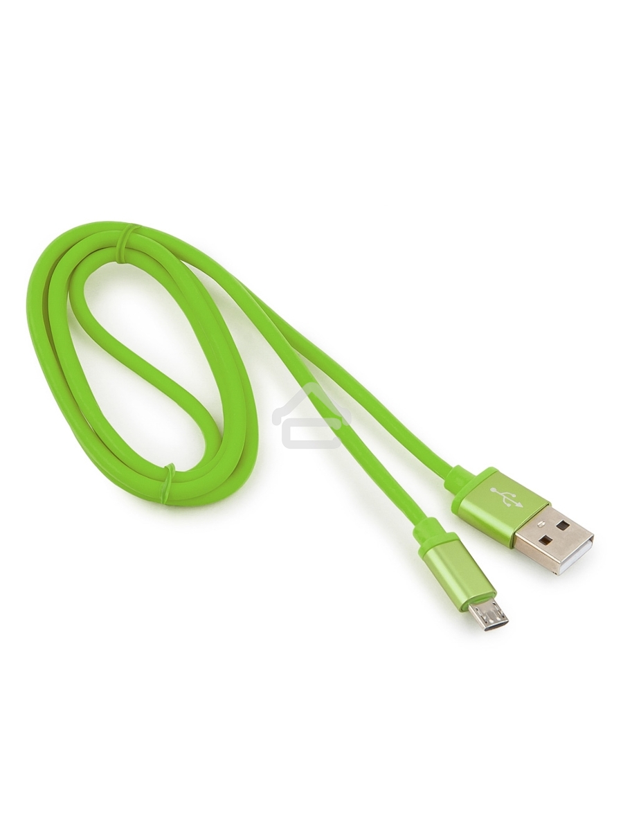 Кабель USB 2.0 Cablexpert CC-S-mUSB01Gn-1M, AM/microB, серия Silver, длина 1м, зеленый, блистер 