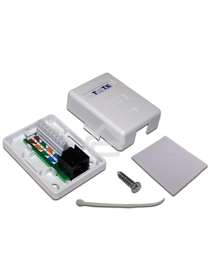 Настенная розетка, 1 порт RJ-45 категории 6, UTP, белая