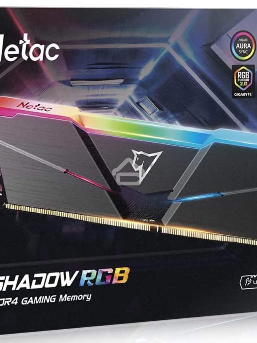 Оперативная память NETAC Shadow, DDR4, 16GB (2x8GB), 3200MHz, CL16, DIMM, с радиаторами, RGB, серый