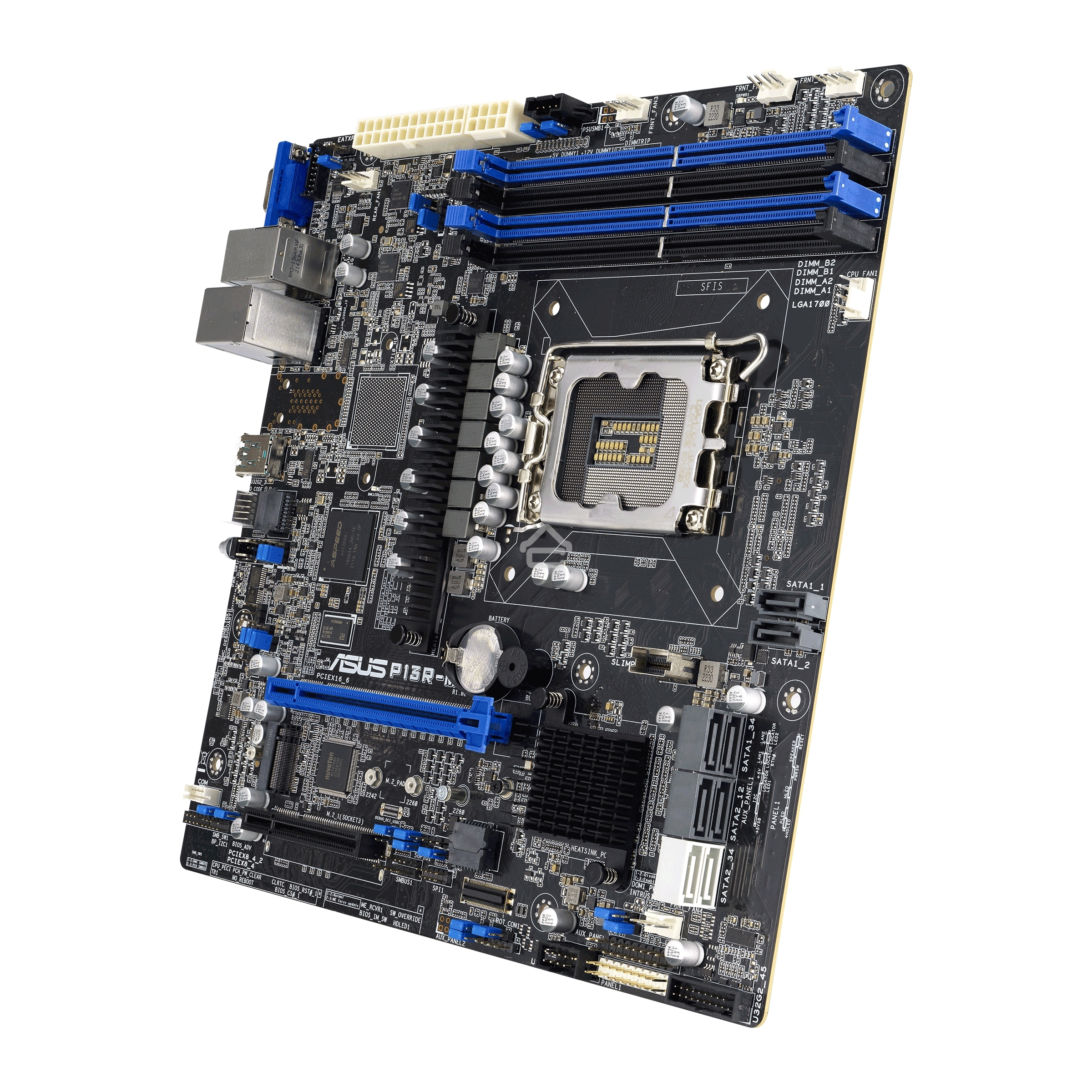 Материнская плата ASUS P13R-M, LGA 1700, Intel C262, 4xDDR5 ECC, 8xSATA, 1xM.2, 1xPCIe 5.0 x16, 2x1Gb LAN, 3xUSB-A 3.2 Gen 2, 1xVGA, mATX